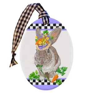 Hase Gartenhase Keramik ovale Form Ornament doppelseitig - Bild 1 von 2