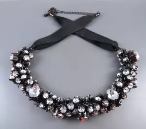 Collar Gargantilla De Colección Negro CLUSTER DE DIAMANTES DE IMITACIÓN TRANSPARENTES Cinta Trasera GÓTICO - Imagen 1 de 4
