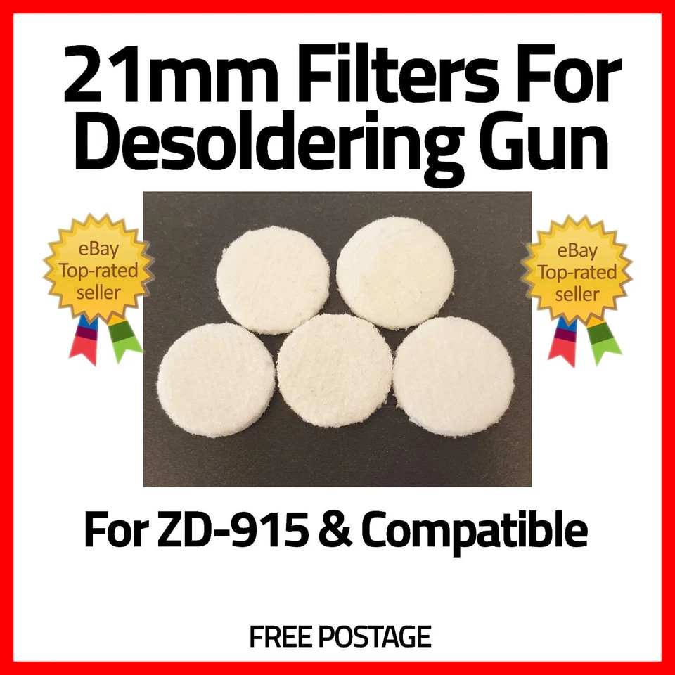 Pack of 5 Desoldering Gun Filters 21mm