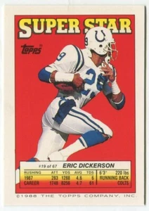 1988 Topps Sticker Card #19 Eric Dickerson Indianapolis Colts (Stickers 140/154) - Picture 1 of 2