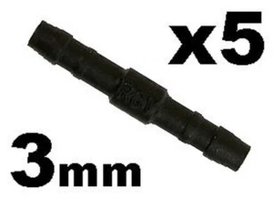 5x 3mm 3/32" Straight In-Line Hose Tube Pipe Connector Joiner Air Fuel Water - Picture 1 of 1