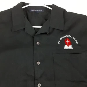 The Evangelical Church Shirt Adult Large Black Bible Jesus God Button Front Mens - Picture 1 of 6