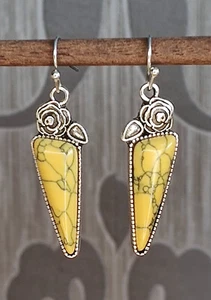 Ohrringe Mondstein Boho Pendelohrring Ohrstecker Edelstahl Silber Rosa Patina - Bild 1 von 3