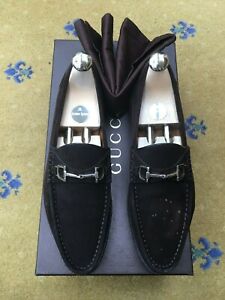 Gucci Mens Shoes Brown Suede Horsebit Loafers UK 6.5 US 7.5 40.5 