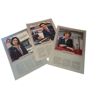 Lotto 3 annunci stampa American Airlines 1980 vintage assistenti di volo hostess - Foto 1 di 4
