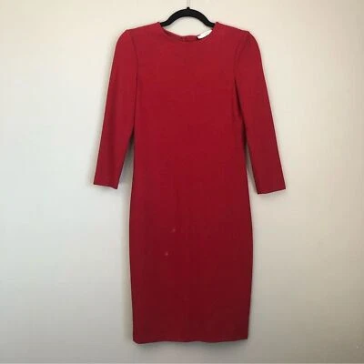 Vince 3/4 Sleeve Boucle Sheath Dress Crimson Red XS - Image 1 of 4