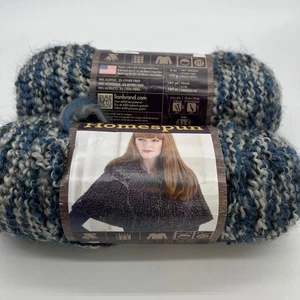 Lion Brand Homespun Yarn 2 Skeins Blue Moon Rippled Texture Bulky Blue/Grey - Picture 1 of 4