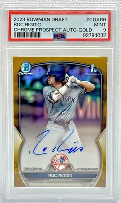Roc Riggio 2023 Bowman Chrome Draft Gold Refractor 1st Auto #50/50 PSA 9 #CDA-RR - Image 1 of 2