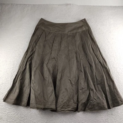 Saia Emanuel Ungaro tamanho 8 plissada mistura de algodão - Imagem 1 de 4