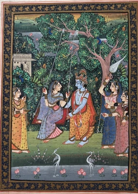 Vintage Original Painting Indian People Scene - Image 1 of 4