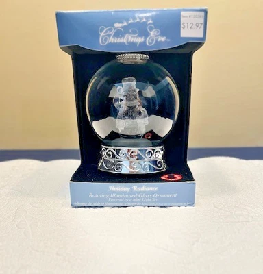 Adorno de vidrio iluminado giratorio con resplandor navideño de Nochebuena - ¡Funciona! Foto 1 de 4