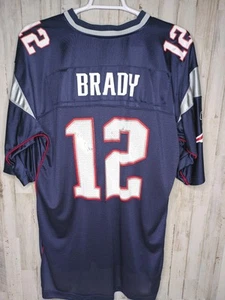 Tom Brady Jersey #12 Patriots Men 2XL Blue  Reebok  Authentic Vintage Y2K Adult - Picture 1 of 15