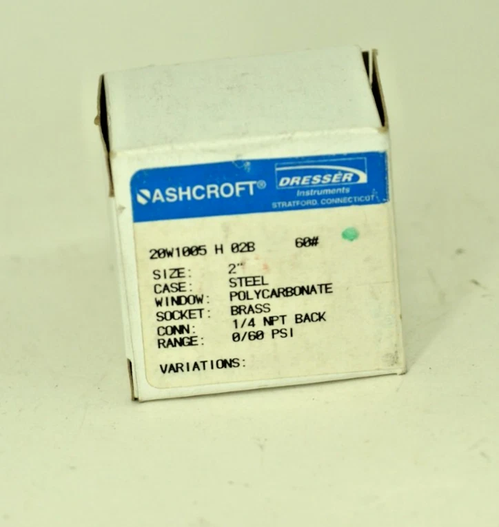 Ashcroft 2” 60 PSI 20W1005 H 02B Pressure Gauge Brass Back 1/4 NPT Steel - Image 1 of 1