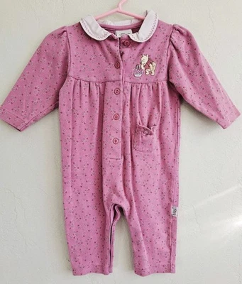De Colección Winnie the Pooh Bebé 6-9 Meses Rosa Una Pieza Disney Mameluco Cuello Jardín Foto 1 de 4