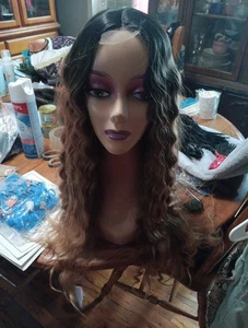 30 Inch Ombre Honey Blonde Human Blend Wig Heat Safe Up To 350' Nice Wavey Curls - Picture 1 of 6