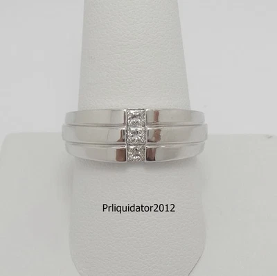 MENS 1/3CT NATURAL DIAMOND WEDDING BAND BRIDAL RING 10K WHITE GOLD - Image 1 of 4