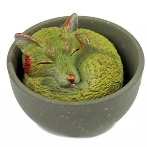 Matcha Fox Trading Figure Small Bowl Capserto Toy 50mm Collectible - Picture 1 of 1