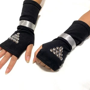Hand Made Jojo’s Bizarre Adventure Star Platinum Punk Fingerless Black Gloves - Picture 1 of 8