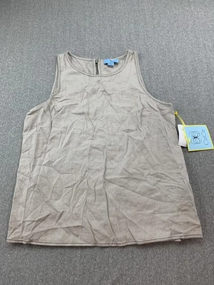 Blusa sin mangas CeCe para mujer pequeña caqui gris mezcla de lino sin mangas etiquetas nuevas Foto 1 de 4
