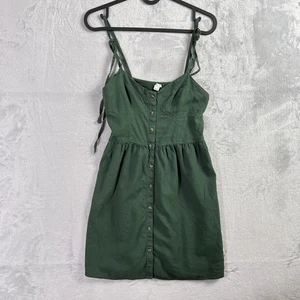 Aerie Linen Corset Dress Size XS Green Casual Summer/Fall Tie Straps Boho Slim - Picture 1 of 11