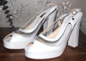 BIBA RARE 90s VINTAGE WHITE PERSPEX LEATHER PEEP TOE SANDALS SHOES UK5 (38) £299 - Picture 1 of 15