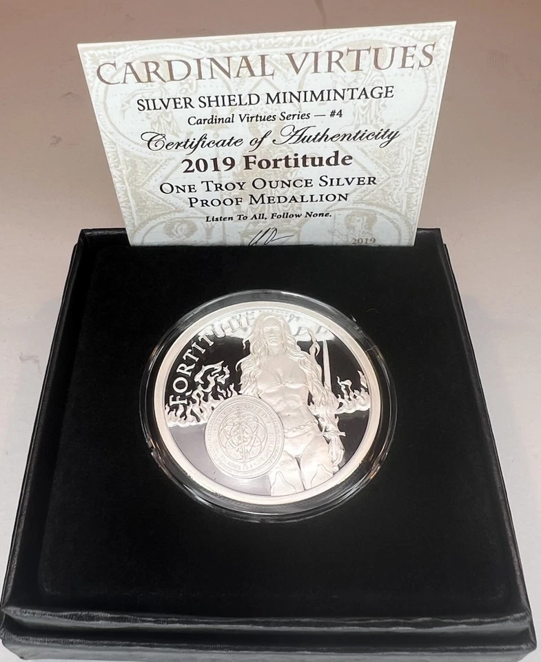 2019 Fortitude Silver Shield 1oz Proof Cardinal Virtues #4 - Image 1 of 2