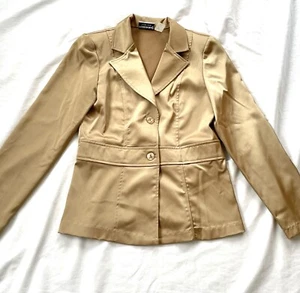 RARE Fashion Bug Vintage 90s Y2K Metallic Gold Satin Blazer Jacket - Picture 1 of 12