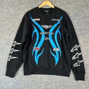 Diesel Alpinestars Sweatshirt Men XL French Terry Graphic Racing Moto Rare Black - Picture 1 of 15