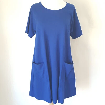Maeve Anthropologie Cobalt Blue A-line Swing Dress Size M Short Sleeve Pockets - Image 1 of 4