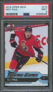 2016 Upper Deck Young Guns NICK PAUL RC #219 PSA 9 Mint Lightning