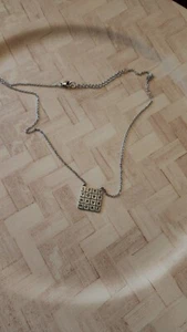 16" silver tone necklace square pendant LOVE YOU MORE fashion jewelry n1 - Picture 1 of 2