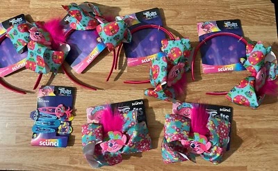 Scunci Trolls World Tour Kids Hair Bow Headband + Bow Barette 7 Pieces - Image 1 of 4