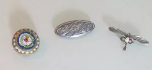 Konvolut 3 x alte Brosche 925 Silber Mosaik alte Micromosaik Brosche (243) - Bild 1 von 6