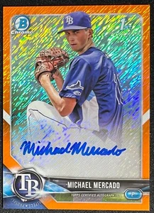 2018 Bowman Chrome Michael Mercado #CPA-MM Orange Shimer Refractor Auto #/25 - Picture 1 of 2