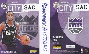 De'Aaron Fox SACRAMENTO KINGS 2023-24 PANINI INSTANT MY CITY SAC MY-20 x/543 - Picture 1 of 1