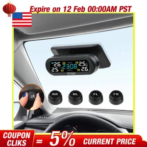 Wireless Solar TPMS LCD Car Tire Pressure Monitoring System (4) External Sensor - Picture 1 of 15