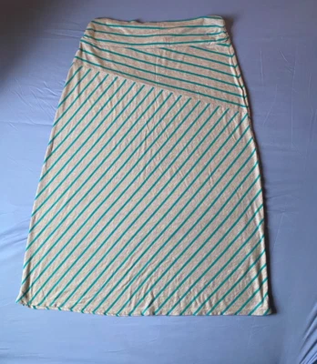 Women’s Faded Glory 2X Gray And Teal Blue Striped Maxi Skirt - Image 1 of 4