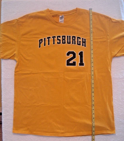 Pittsburgh Pirates #21 Roberto Clemente Men's XL T-Shirt Yellow MLB NL Central Cover