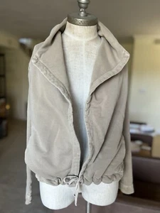 Standard James Perse Jacket Womens Large 4 Brown Drape Front Drawstring - Picture 1 of 16