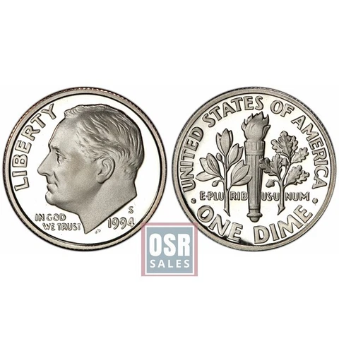 1994 S Gem Proof Roosevelt Dime ~ Deep Cameo US Coin Cover