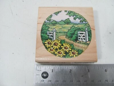 Stampendous- Meadow Gateway Q063 sello de goma de madera puerta de jardín flores Foto 1 de 4