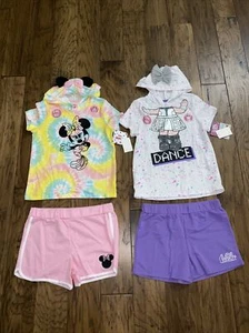 Disney Minnie Mouse & L.O.L Girls 2pc Hooded Shirt & Shorts Outfit Size 10 - Picture 1 of 6