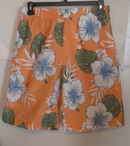 Lands' End Men's size M Medium 32 34 11inch Print Swim Trunks Cancun orange b13 - Picture 1 of 3