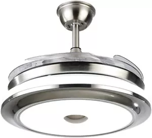 Modern 42" Retractable Ceiling Fan 3-Speeds Remote 3-Color LED Light Chandelier - Picture 1 of 13
