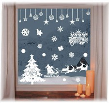 Adesivi a tema Natalizio per Finestra, Fiocchi di neve albero di Natale, Decoro