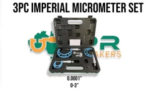 Micrometer Set 3pc 0-3" x .0001" increments quality Tool room grade - Picture 1 of 3