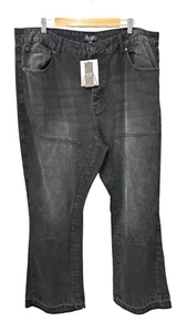 Pantalones de mezclilla lavados con detalle de refuerzo acampanado rígido ajustados Plus para hombre B617 - Imagen 1 de 6