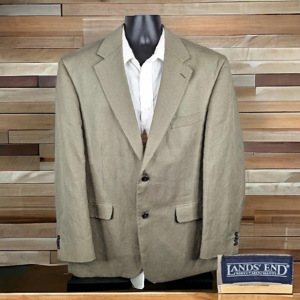 Blazer Abrigo Deportivo Lands End Para Hombre 44R Beige Manchado Algodón Lino Foto 1 de 4