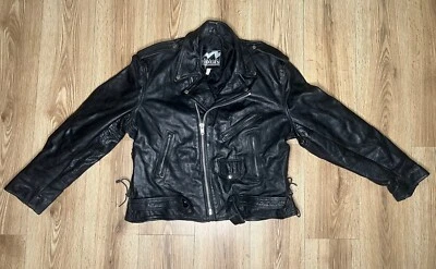 Vintage Storm Riders Leather Jacket Men's 52 Motorcycle Zip Biker Bomber Jacket - Image 1 of 4