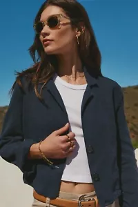 VELVET By Graham & Spencer Finley Heavy Linen Cropped Blazer Jasper S $258 H13 - Picture 1 of 6